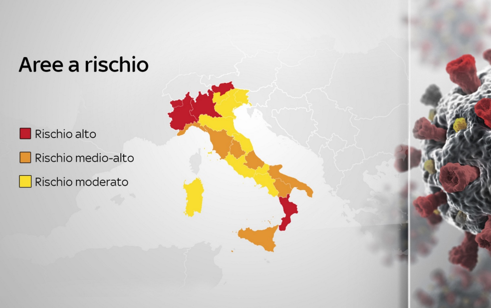 ITALIA: La zona arancione si allarga, si restringe l’area gialla