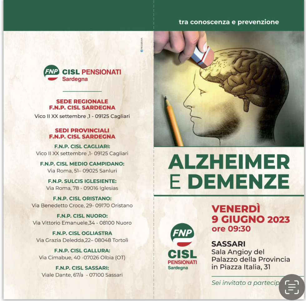 Convegno sulla “malattia della memoria” il 9 giugno a Sassari