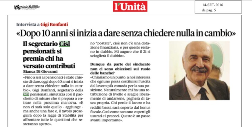 l'Unità - Intervista a Gigi Bonfanti: 