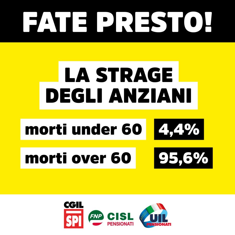Vaccini: Sindacati, è strage degli anziani. Fate presto!