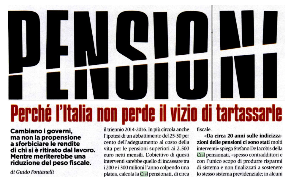 Pensioni, perchè l'Italia non perde il vizio di tartassarle