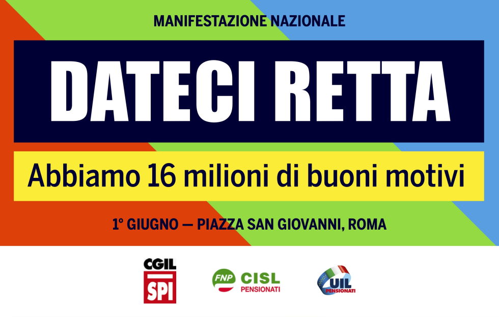 DATECI RETTA, domani la manifestazione dei pensionati in piazza San Giovannia Roma