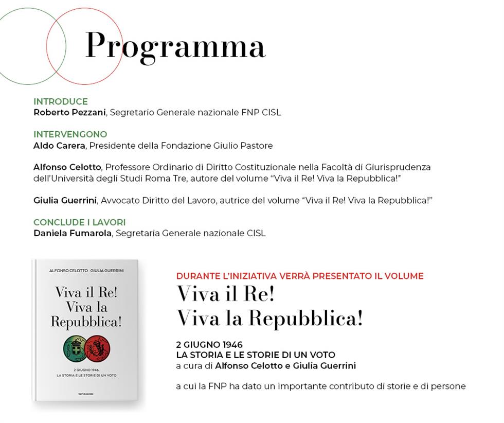 Referendum 1946: CISL e FNP CISL celebrano gli 80 anni della Repubblica Referendum 1946: CISL e FNP CISL celebrano gli 80 anni della Repubblica