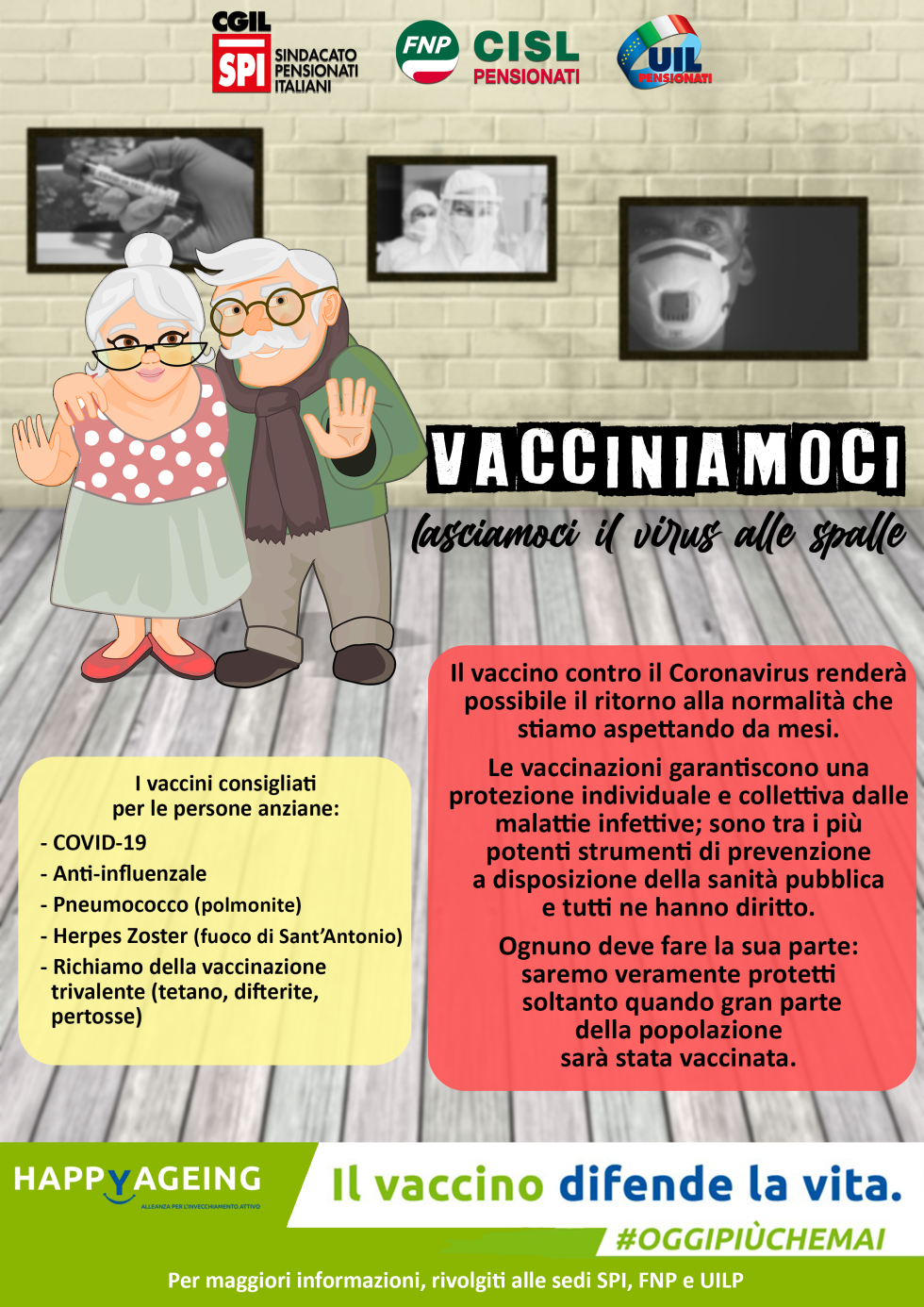 Lanciata la campagna “Vacciniamoci” di Fnp-Spi-Uilp Torino